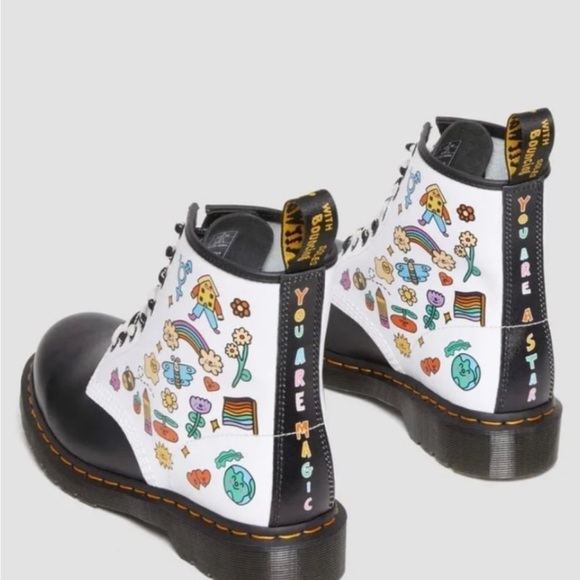 You Are A Star Wednesday Holmes Pride black and white 1460 unisex boots - Picture 5 of 11